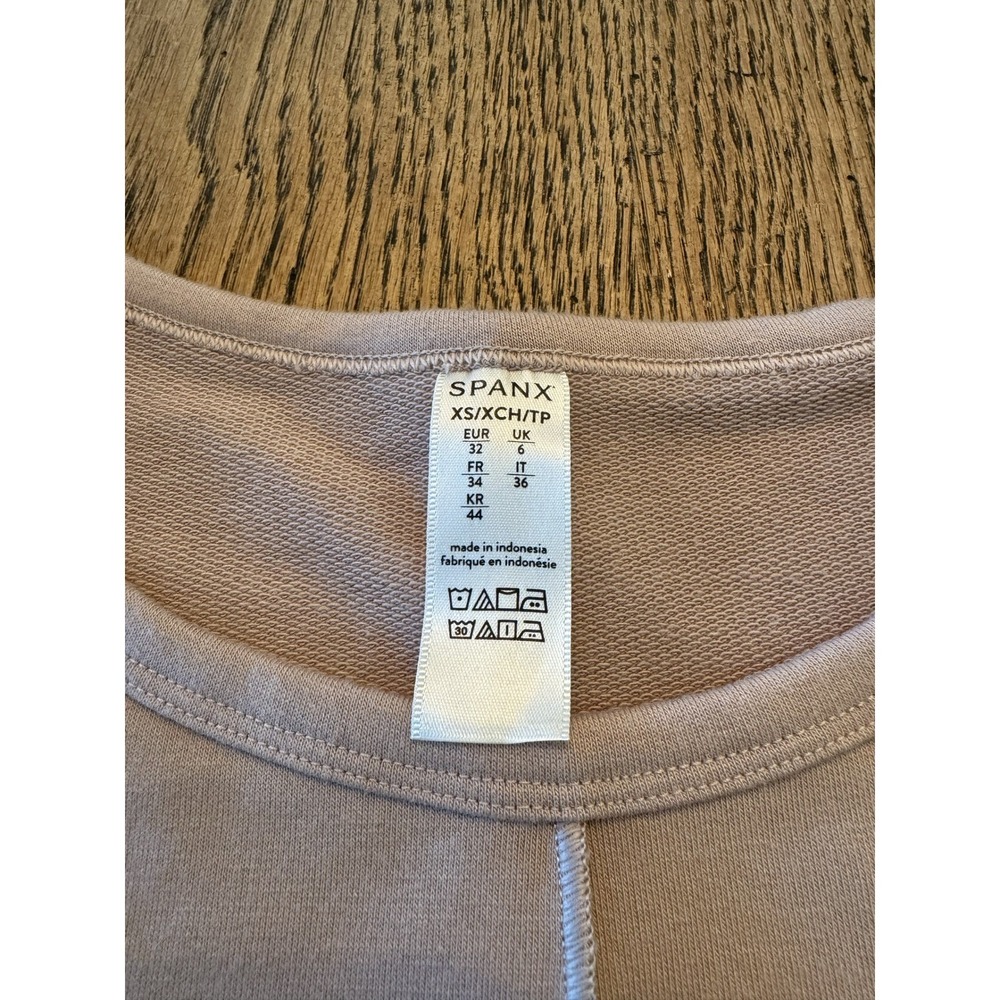 Spanx Soft Knit Lounge Top XS Raw Hem Center Seam Oversized Dolman Tunic Comfy - Picture 2 of 5